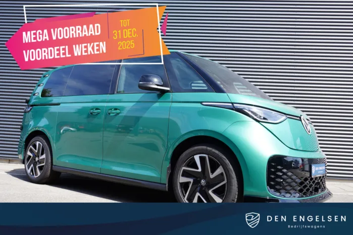 ID. Buzz Cargo 340 pk 4-Motion, Anniversary Edition,  Glass look panelen, Frontlip, Ondergrille hoogglans zwart, Navigatie, Achterdeuren zonder ruit, Trekhaak